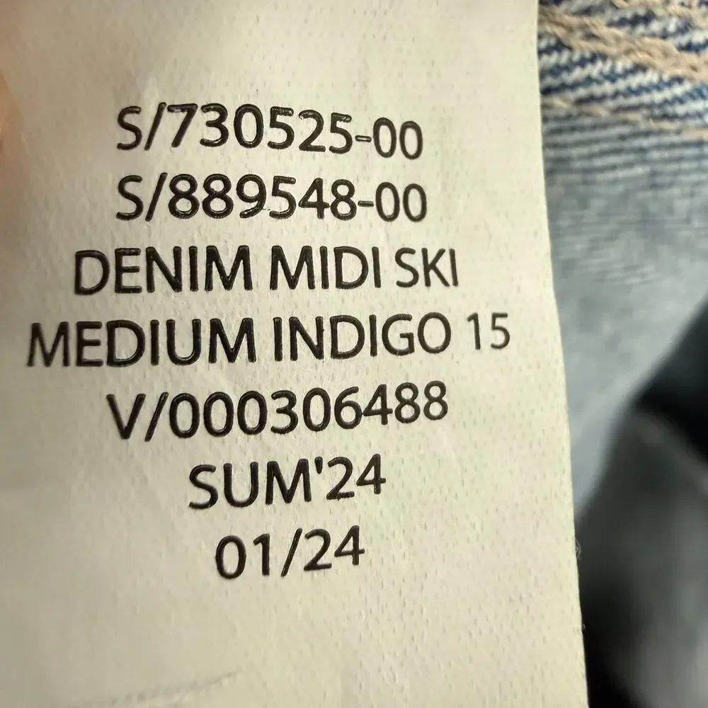 NWT Gap Denim Midi Pencil Skirt Sz 6/28 Medium Indigo Blue Front Slit High Rise